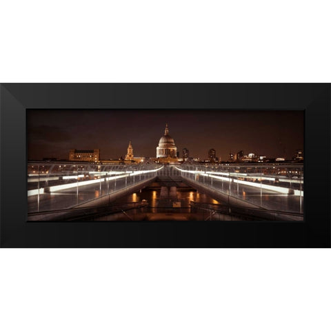 St Pauls Cathedral from millennium bridge Black Modern Wood Framed Art Print by Frank, Assaf