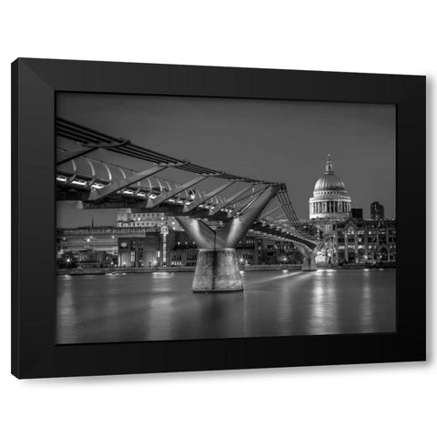 The Millennium bridge and St Pauls cathedral in London, UK Black Modern Wood Framed Art Print by Frank, Assaf