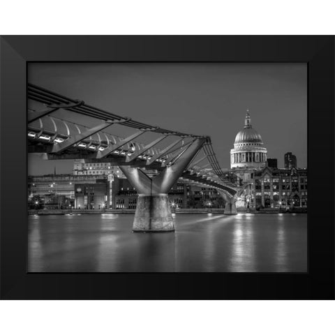 The Millennium bridge and St Pauls cathedral in London, UK Black Modern Wood Framed Art Print by Frank, Assaf