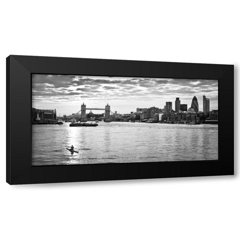 London skyline over river Thames Black Modern Wood Framed Art Print by Frank, Assaf