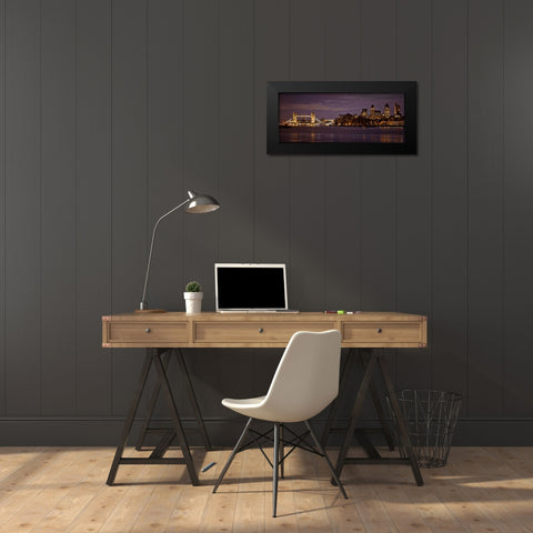 London skyline over river Thames Black Modern Wood Framed Art Print by Frank, Assaf