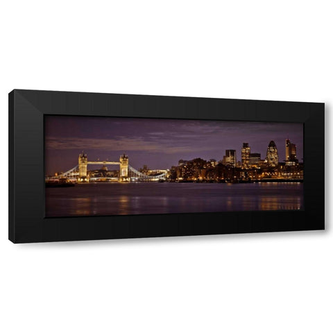 London skyline over river Thames Black Modern Wood Framed Art Print by Frank, Assaf