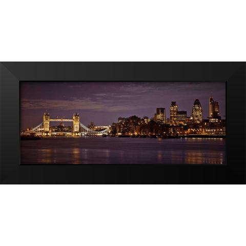 London skyline over river Thames Black Modern Wood Framed Art Print by Frank, Assaf