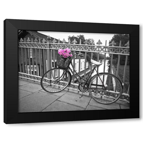Old Bicycle near a canal Black Modern Wood Framed Art Print by Frank, Assaf