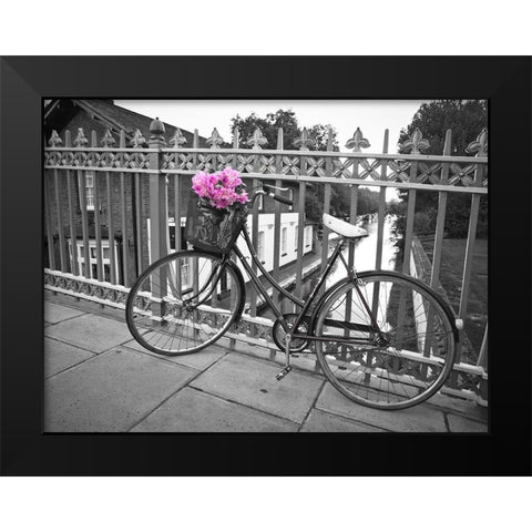 Old Bicycle near a canal Black Modern Wood Framed Art Print by Frank, Assaf