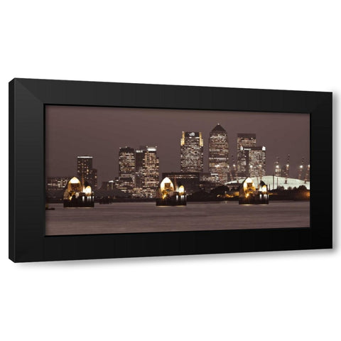 Canary Wharf skyline Black Modern Wood Framed Art Print by Frank, Assaf