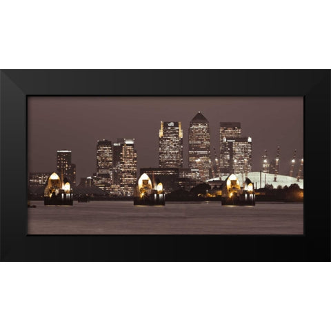 Canary Wharf skyline Black Modern Wood Framed Art Print by Frank, Assaf