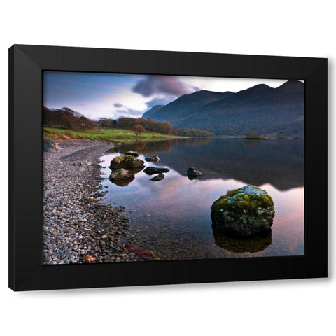 Rocks and still lake Black Modern Wood Framed Art Print by Frank, Assaf