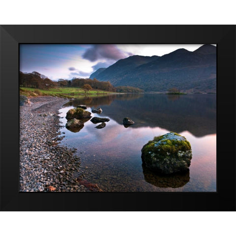Rocks and still lake Black Modern Wood Framed Art Print by Frank, Assaf