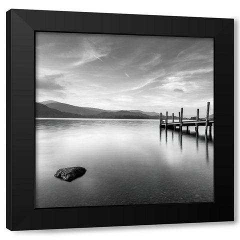 Pier on still lake Black Modern Wood Framed Art Print by Frank, Assaf
