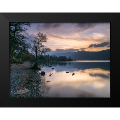 Still lake at dusk Black Modern Wood Framed Art Print by Frank, Assaf