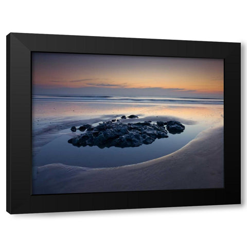Rocks on the beach at dusk Black Modern Wood Framed Art Print by Frank, Assaf