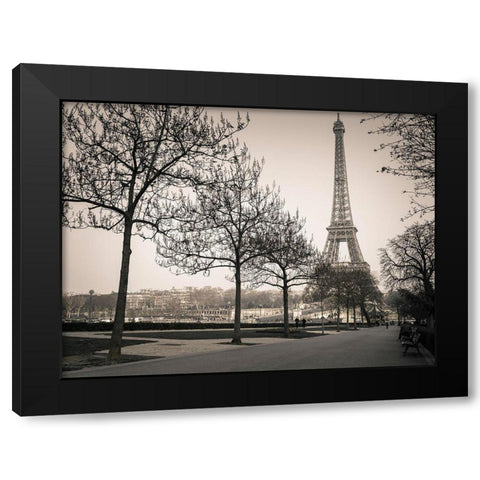 Pathway to Eiffel tower-Paris Black Modern Wood Framed Art Print with Double Matting by Frank, Assaf