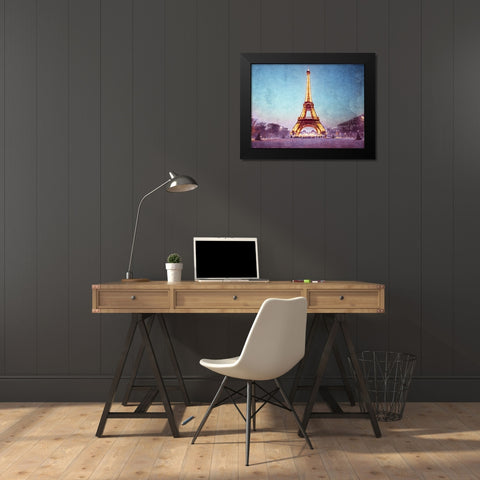 Eiffel tower at night, Paris Black Modern Wood Framed Art Print by Frank, Assaf
