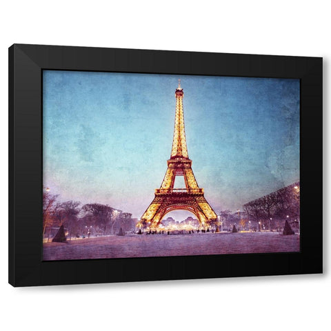 Eiffel tower at night, Paris Black Modern Wood Framed Art Print by Frank, Assaf