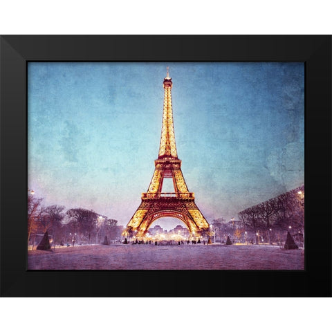 Eiffel tower at night, Paris Black Modern Wood Framed Art Print by Frank, Assaf