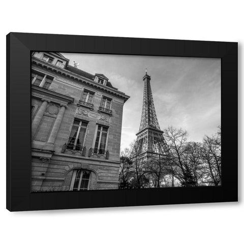 Old building next to Eiffel tower, Paris, France Black Modern Wood Framed Art Print by Frank, Assaf