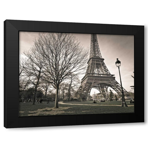 View of Eiffel tower from park, Paris, France Black Modern Wood Framed Art Print by Frank, Assaf