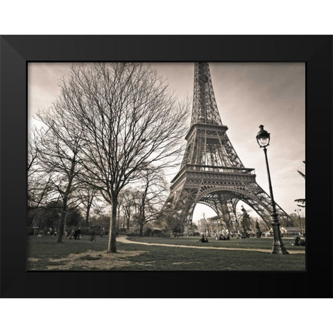 View of Eiffel tower from park, Paris, France Black Modern Wood Framed Art Print by Frank, Assaf