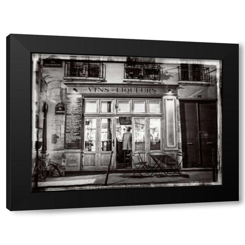 Cafe on street of Montmartre, Paris Black Modern Wood Framed Art Print by Frank, Assaf