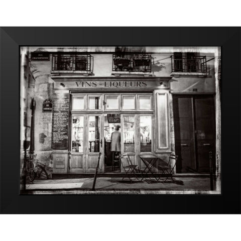 Cafe on street of Montmartre, Paris Black Modern Wood Framed Art Print by Frank, Assaf