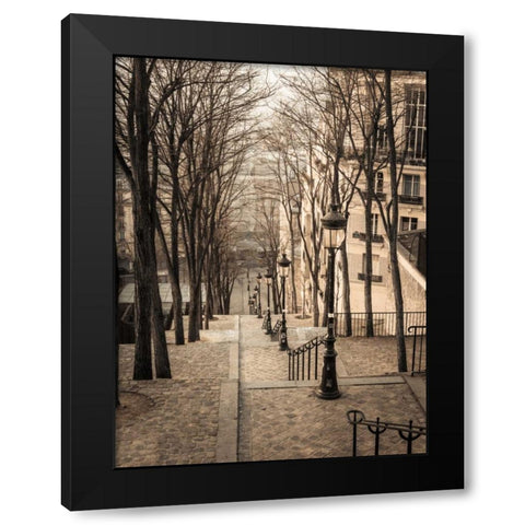 The famous staircase in Montmartre, Paris, France Black Modern Wood Framed Art Print by Frank, Assaf