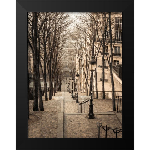The famous staircase in Montmartre, Paris, France Black Modern Wood Framed Art Print by Frank, Assaf