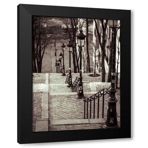 The famous staircase in Montmartre-Paris-France Black Modern Wood Framed Art Print by Frank, Assaf