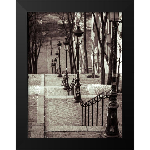 The famous staircase in Montmartre-Paris-France Black Modern Wood Framed Art Print by Frank, Assaf