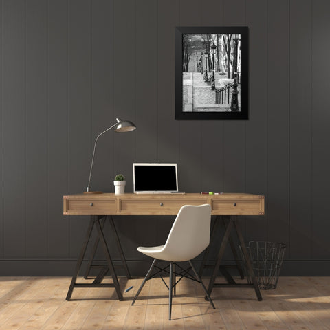 The famous staircase in Montmartre-Paris-France Black Modern Wood Framed Art Print by Frank, Assaf