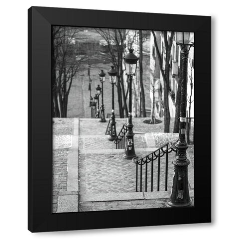 The famous staircase in Montmartre-Paris-France Black Modern Wood Framed Art Print by Frank, Assaf