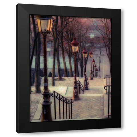 The famous staircase in Montmartre, Paris, France Black Modern Wood Framed Art Print by Frank, Assaf