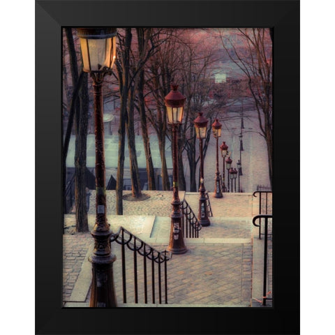 The famous staircase in Montmartre, Paris, France Black Modern Wood Framed Art Print by Frank, Assaf