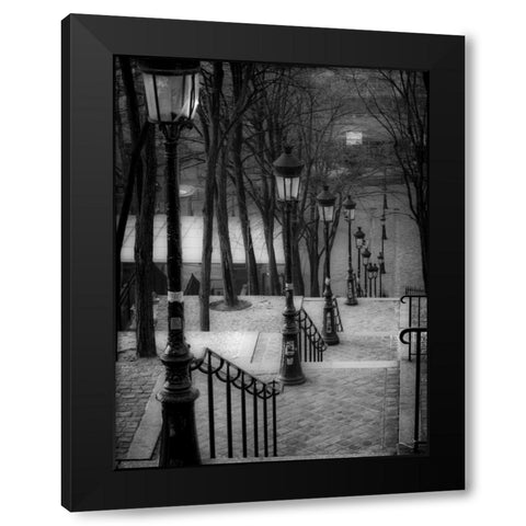 The famous staircase in Montmartre, Paris, France Black Modern Wood Framed Art Print by Frank, Assaf