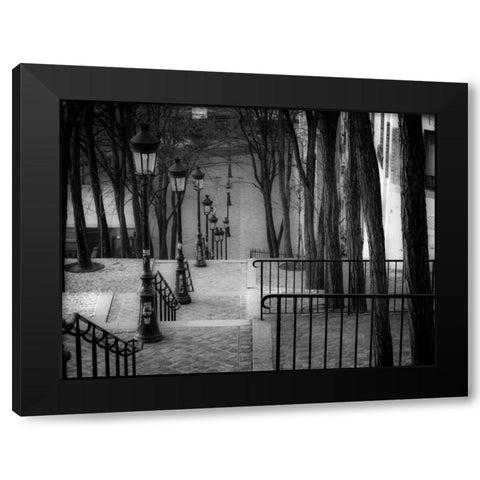 The famous staircase in Montmartre, Paris, France Black Modern Wood Framed Art Print by Frank, Assaf