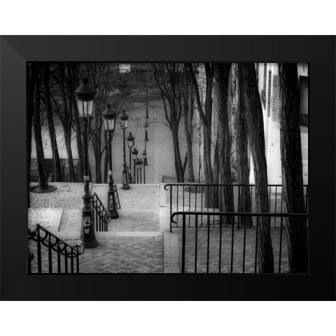 The famous staircase in Montmartre, Paris, France Black Modern Wood Framed Art Print by Frank, Assaf
