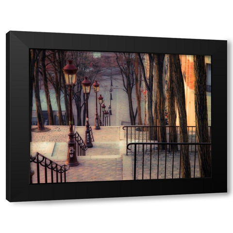 The famous staircase in Montmartre, Paris, France Black Modern Wood Framed Art Print by Frank, Assaf