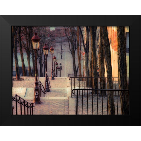 The famous staircase in Montmartre, Paris, France Black Modern Wood Framed Art Print by Frank, Assaf