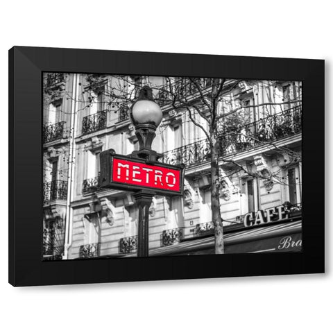 Paris Metro sign Black Modern Wood Framed Art Print by Frank, Assaf