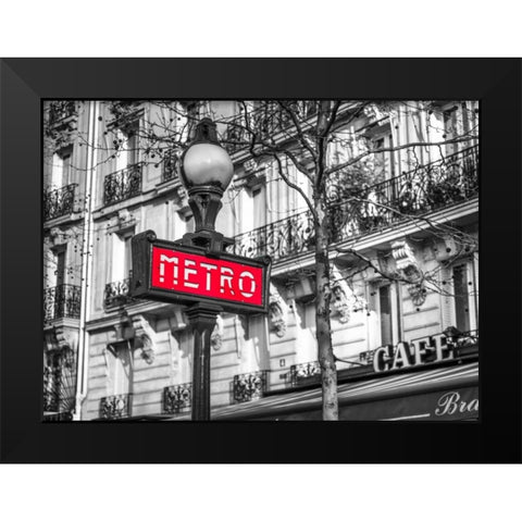 Paris Metro sign Black Modern Wood Framed Art Print by Frank, Assaf