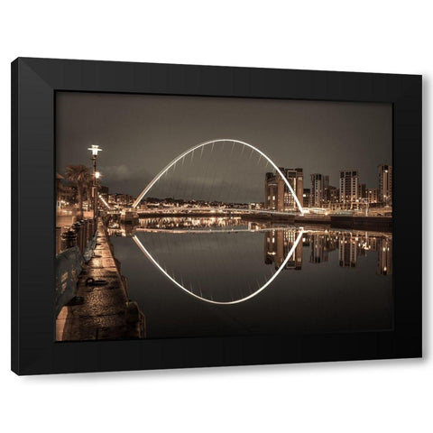 Gateshead Millenium Bridge, Newcastle Upon Tyne, FTBR-1877 Black Modern Wood Framed Art Print with Double Matting by Frank, Assaf