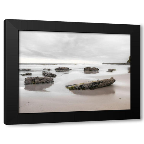 Rocks on a sandy beach Black Modern Wood Framed Art Print with Double Matting by Frank, Assaf