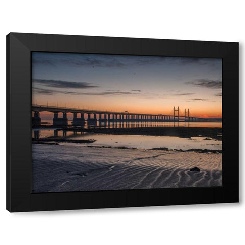 Severn Bridge at Dusk, Wales, UK Black Modern Wood Framed Art Print by Frank, Assaf