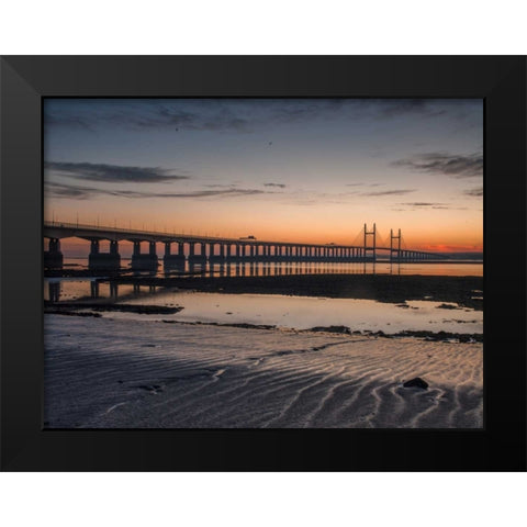 Severn Bridge at Dusk, Wales, UK Black Modern Wood Framed Art Print by Frank, Assaf