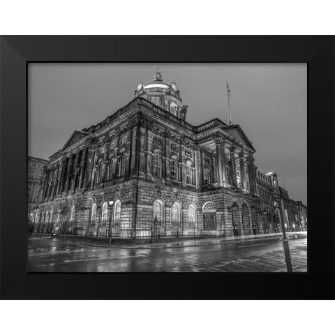 Town Hall Building at night, Liverpool, FTBR-1868 Black Modern Wood Framed Art Print by Frank, Assaf