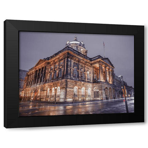 Town Hall Building at night, Liverpool, FTBR-1869 Black Modern Wood Framed Art Print by Frank, Assaf