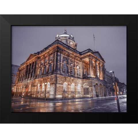 Town Hall Building at night, Liverpool, FTBR-1869 Black Modern Wood Framed Art Print by Frank, Assaf