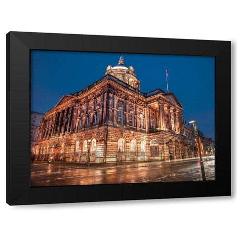 Town Hall Building at night, Liverpool, FTBR-1867 Black Modern Wood Framed Art Print by Frank, Assaf