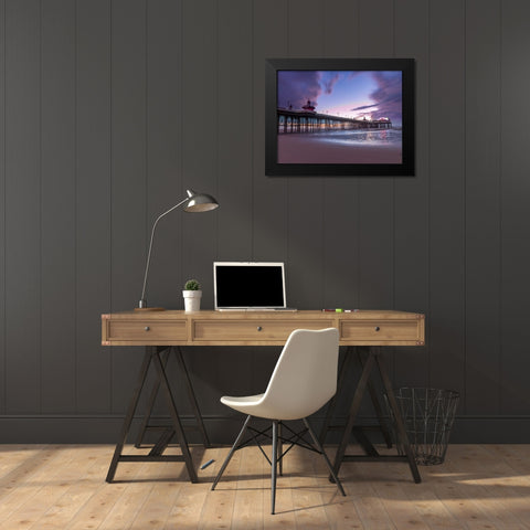 Blackpool sea shore with jetty Black Modern Wood Framed Art Print by Frank, Assaf