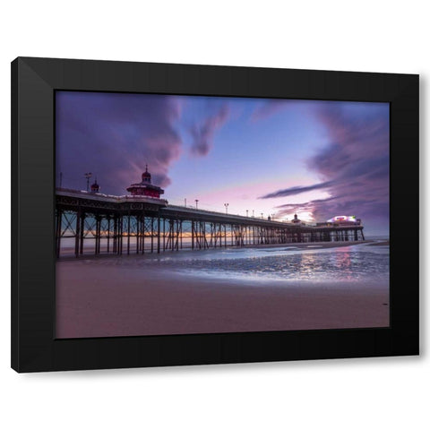 Blackpool sea shore with jetty Black Modern Wood Framed Art Print by Frank, Assaf